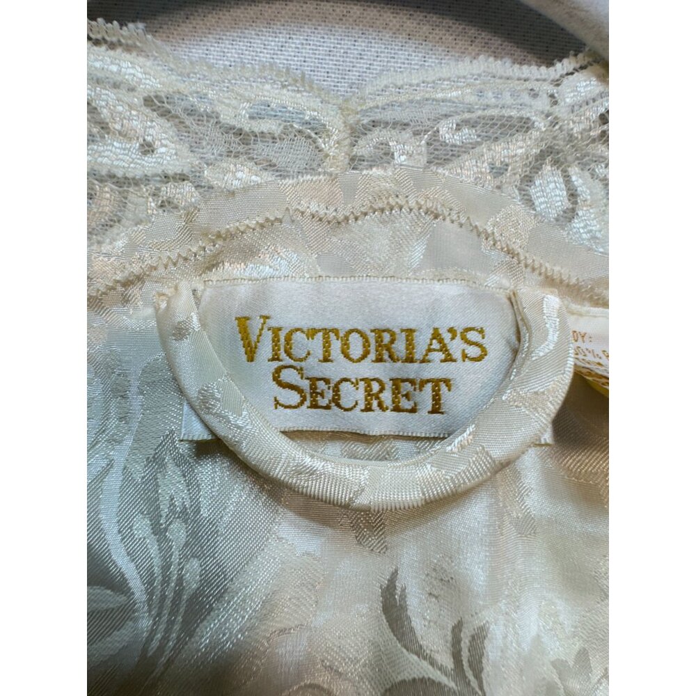 Vintage 1980s Victoria's Secret Satin Kimono Robe One Size Ivory Lace Intimates - Picture 2 of 15